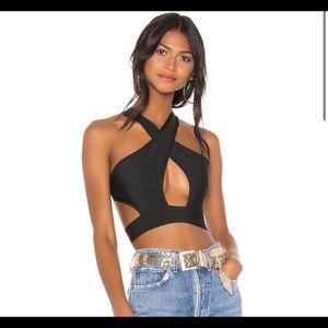 NWOT Black Cutout Superdown Crop Top